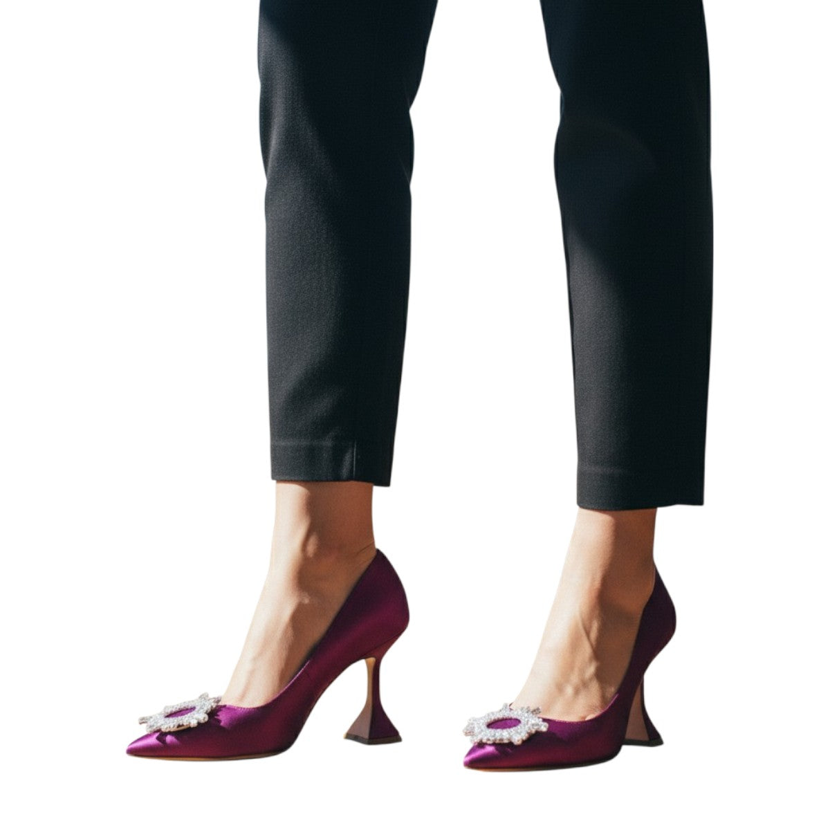 Amina Muaddi Satin Begum Crystal Pump Heels