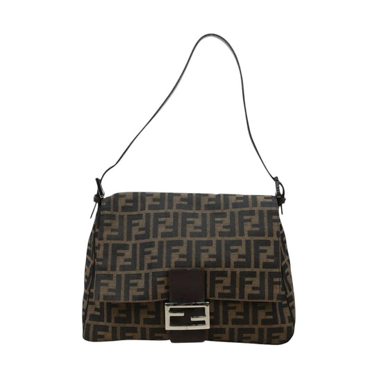 Fendi Vintage Brown Mamma Baguette Zucca-Pattern Shoulder Bag