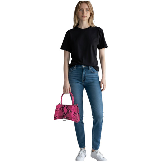 Balenciaga Calfskin Python Effect Small Hourglass Top Handle Bag