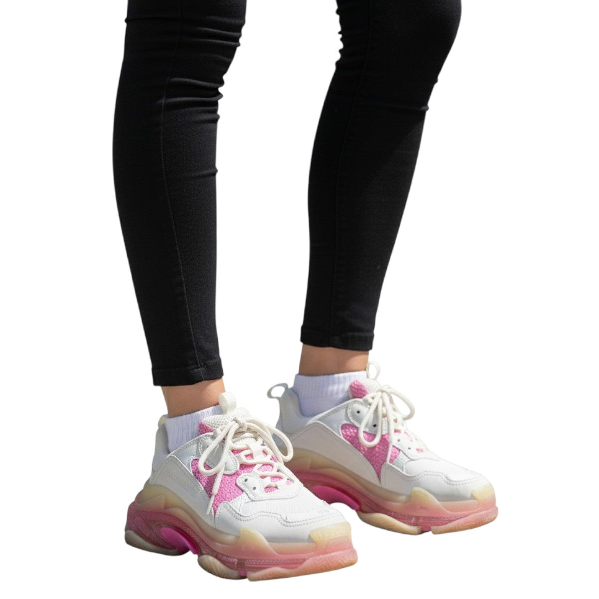 Balenciaga Mesh Triple S Clear Sole Trainers Sneakers