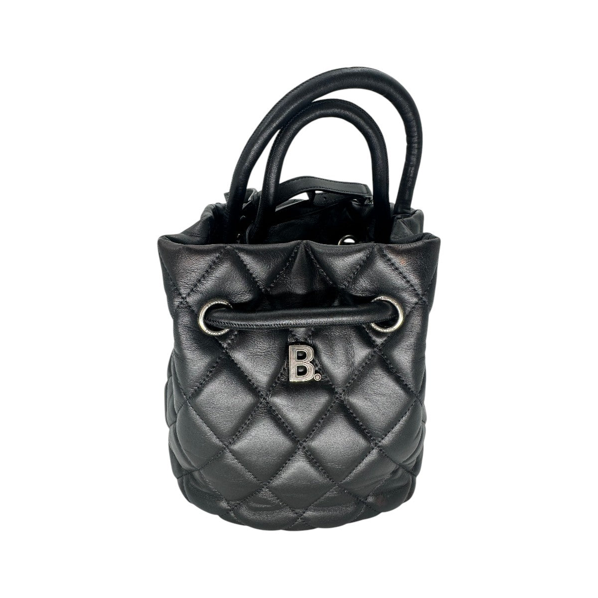 Balenciaga Leather Quilted B Logo Bucket Bag