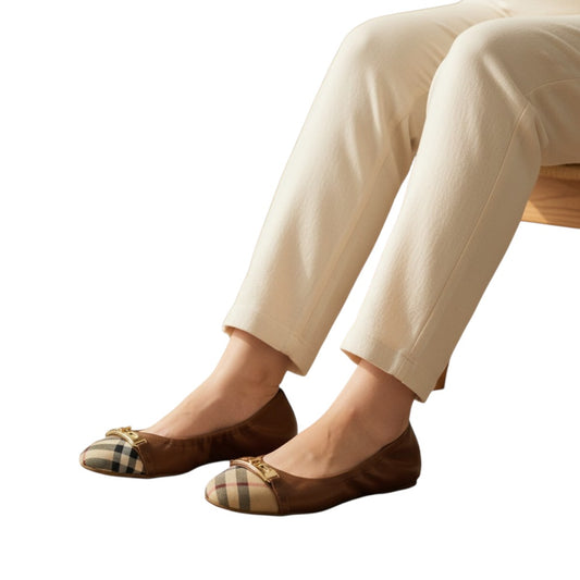 Burberry Leather Nova Check Canva Ballet Flats