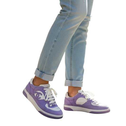 Chanel Interlocking CC Logo Lace Up Sneakers