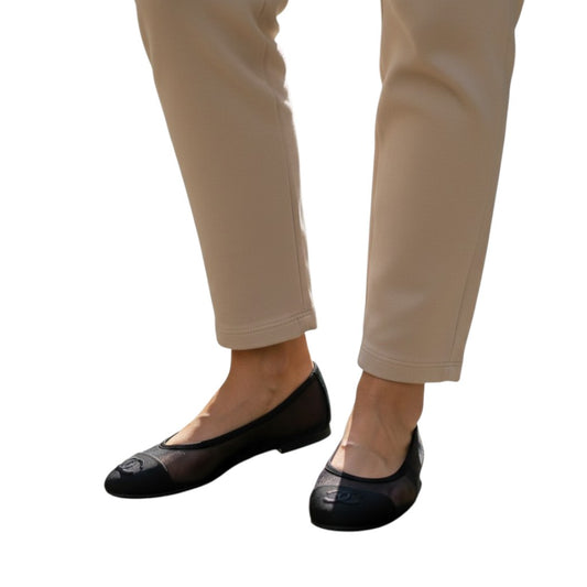 Chanel Mesh Interlocking CC Logo Ballet Flats