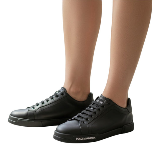Dolce & Gabbana Leather Portofino Lace Up Sneakers