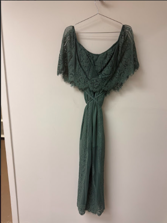 Balticborn Lace Layered Embroidered Off-the-Shoulder Dress Green Women's