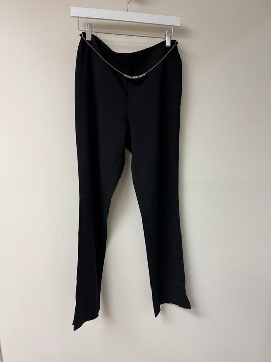 Odds&Evens Front Chain Accent High-Rise Straight-Leg Trousers Black Size 8