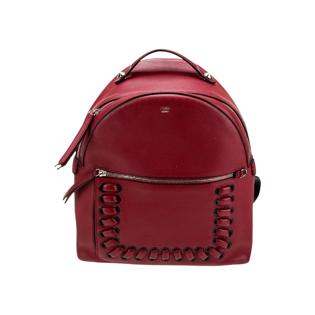 Fendi Leather Whipstitch Accent By The Way Medium Backpack Red