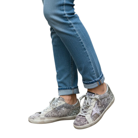 Golden Goose Canvas Suede Trim Snake Print Super Star Sneakers