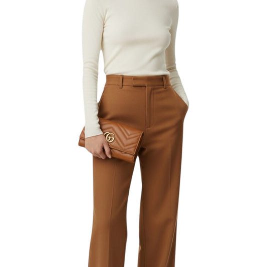 Gucci Leather Quilted GG Marmont Foldable Long Wallet