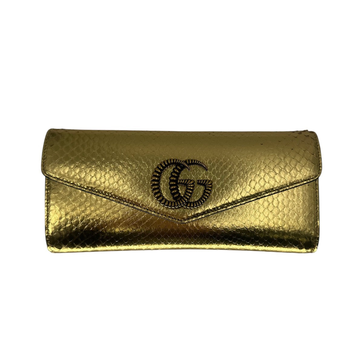 Gucci Leather Snake Skin GG Logo Broadway Clutch Bag