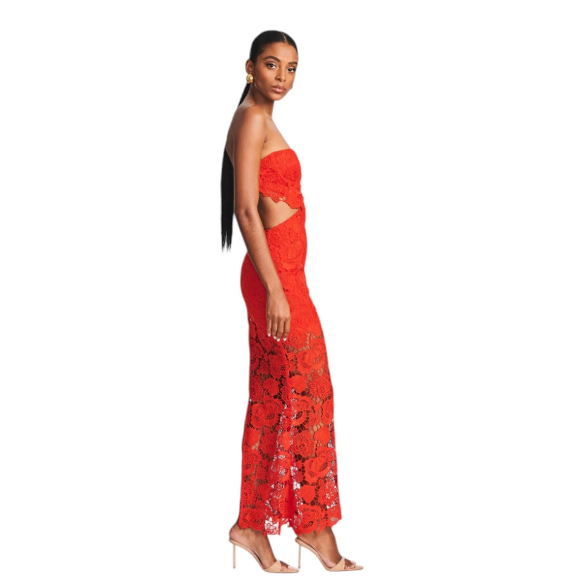 Retrofête Eliza Strapless Floral Lace Bodycon Maxi Dress