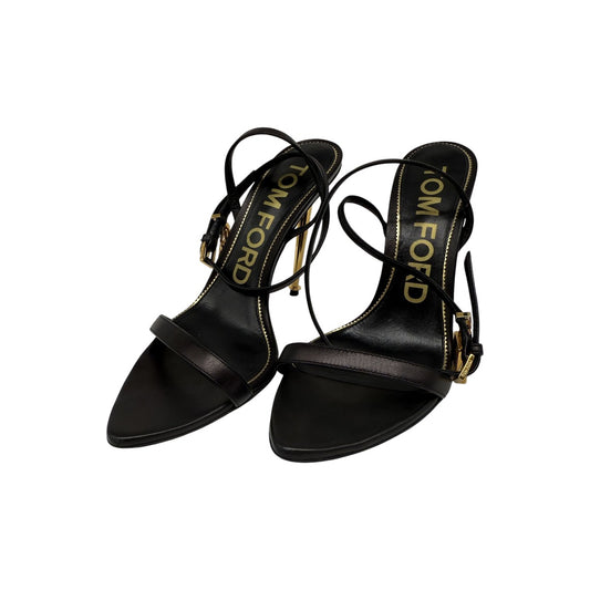 Tom Ford Black Leather Padlock 105 Pointy Naked Sandals