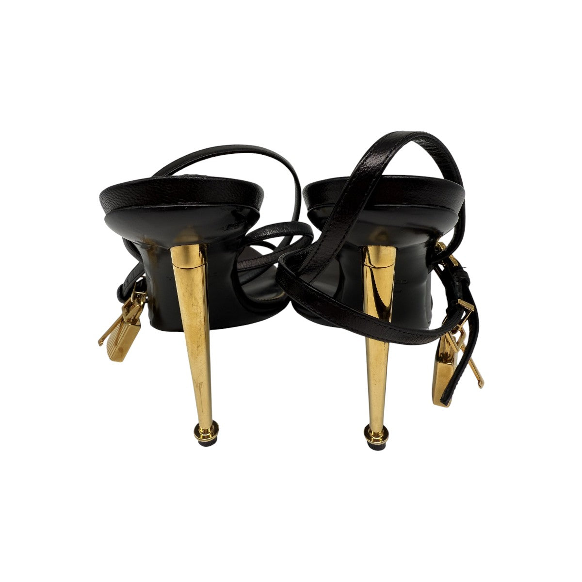 Tom Ford Black Leather Padlock 105 Pointy Naked Sandals
