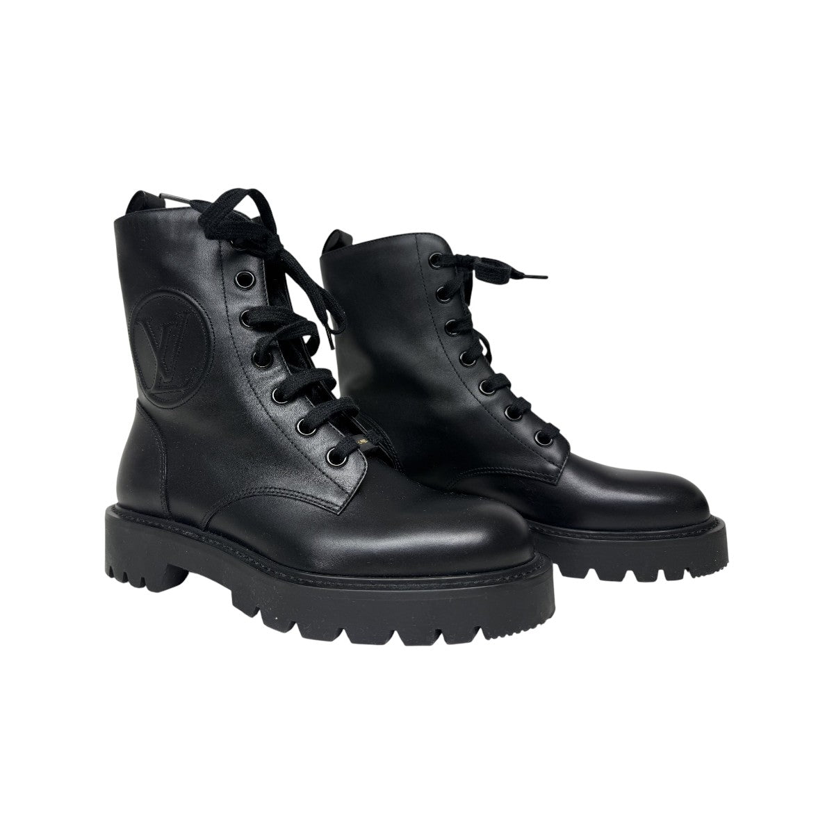 Louis Vuitton Black Calfskin Logo Embossed Territory Ranger Boots (NWB)