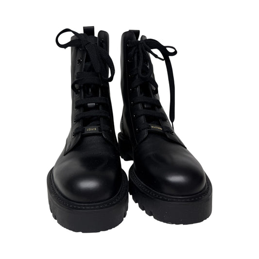 Louis Vuitton Black Calfskin Logo Embossed Territory Ranger Boots (NWB)