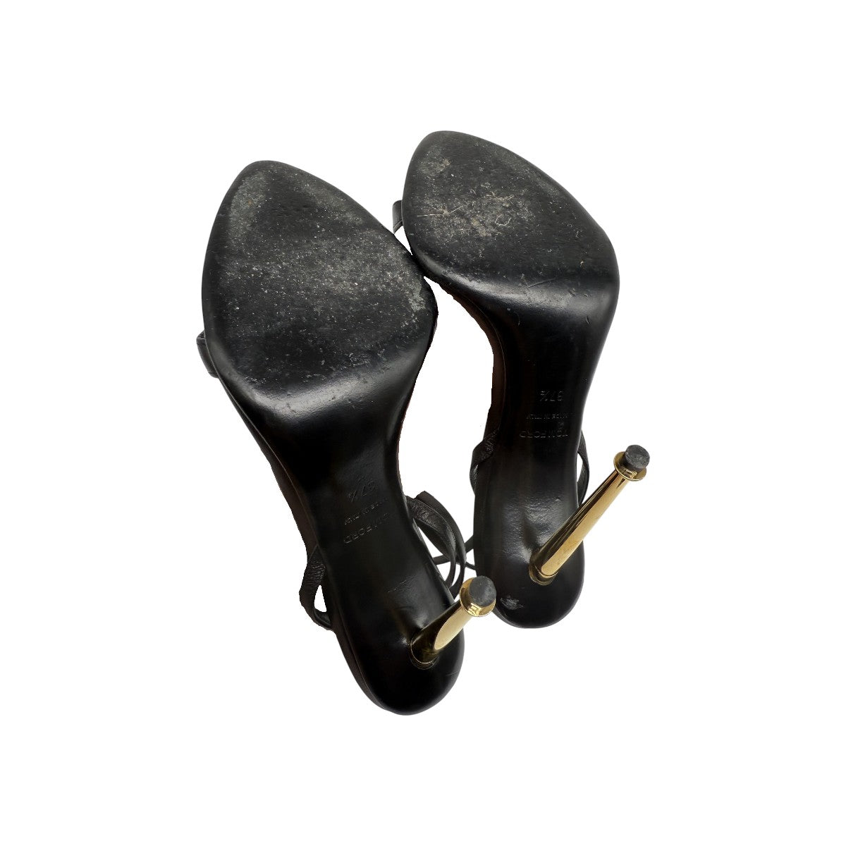 Tom Ford Black Leather Padlock 105 Pointy Naked Sandals