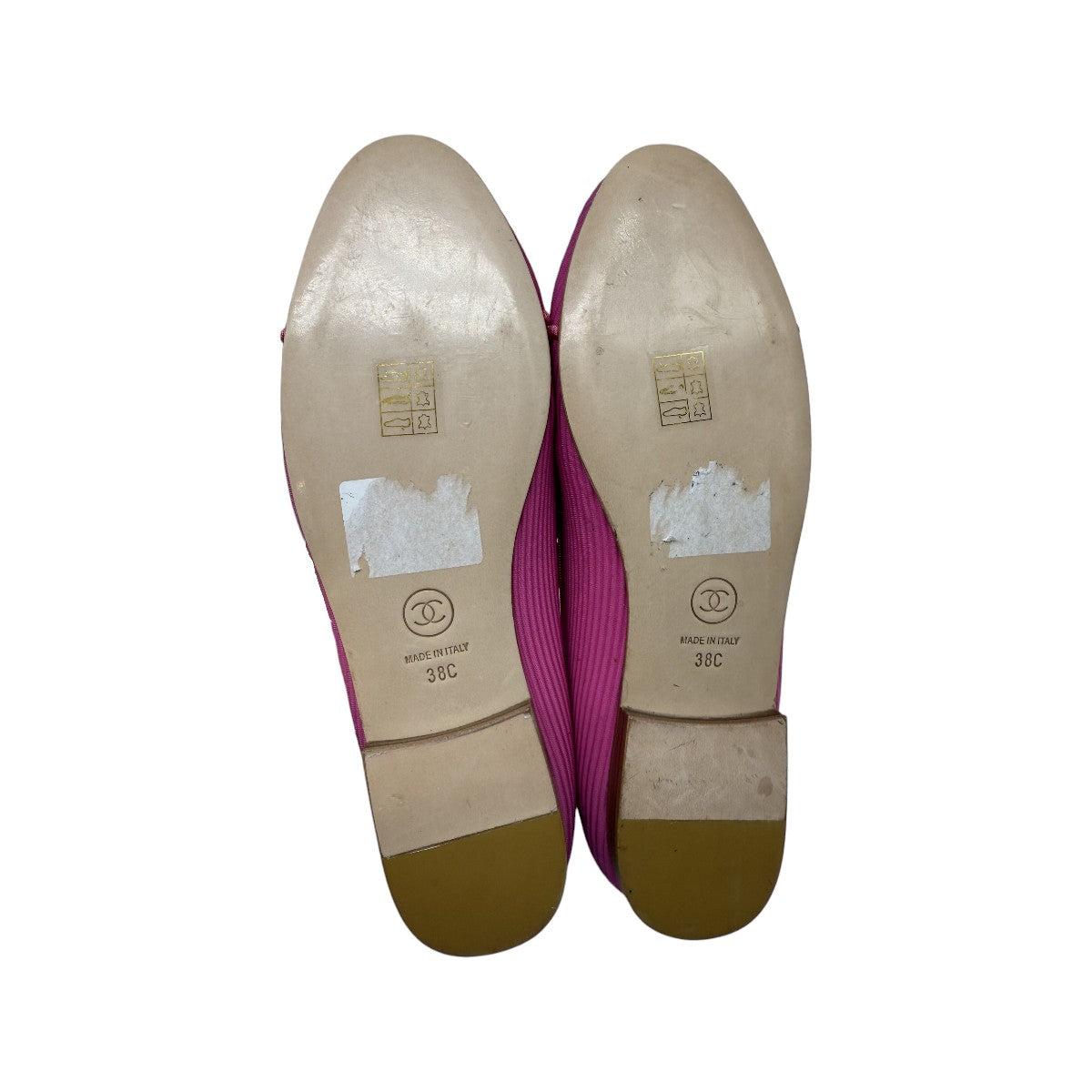 Chanel Pink Fabric Interlocking CC Logo Bow Ballet Flats