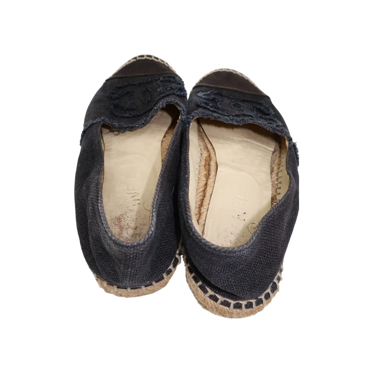 Chanel Black Fabric Interlocking CC Logo Canvas Espadrilles Flats