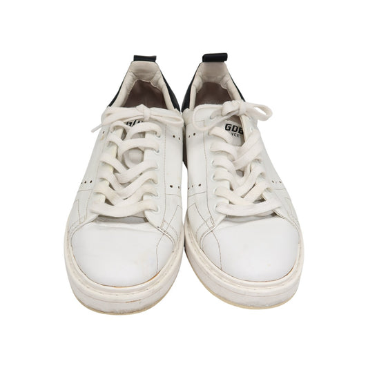 Golden Goose White Leather Lace-Up Low Top Starter Sneakers