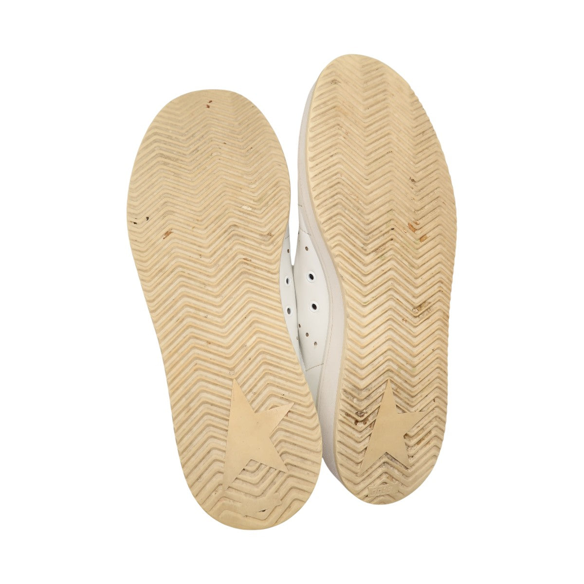 Golden Goose White Leather Lace-Up Low Top Starter Sneakers