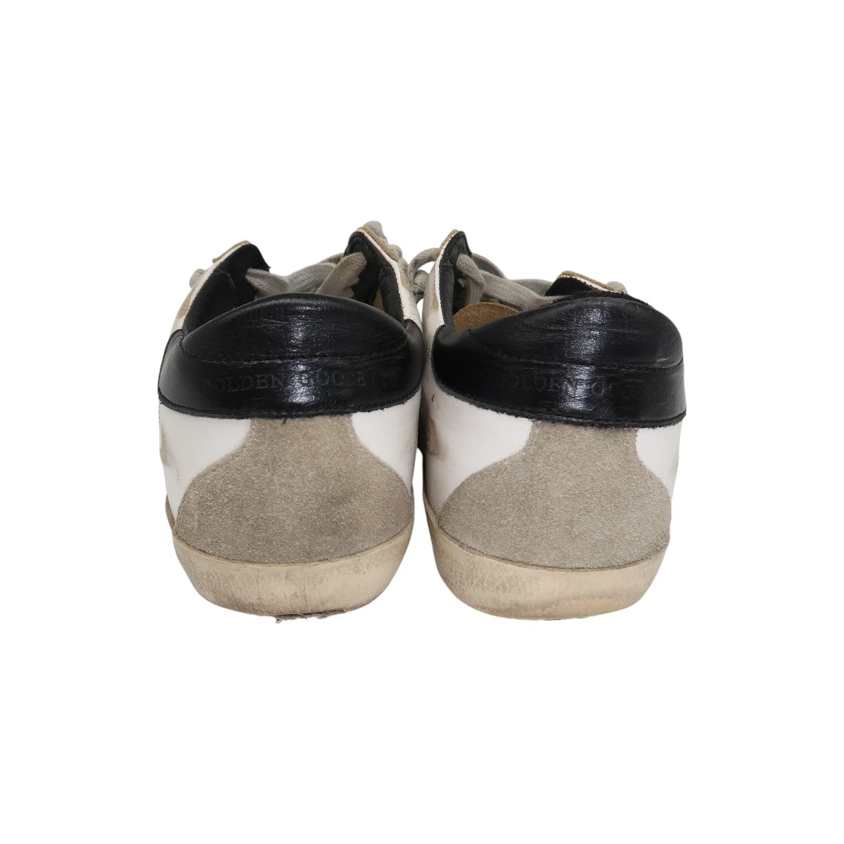 Golden Goose White Leather Suede Trim Superstar Lace-Up Low Top Sneakers