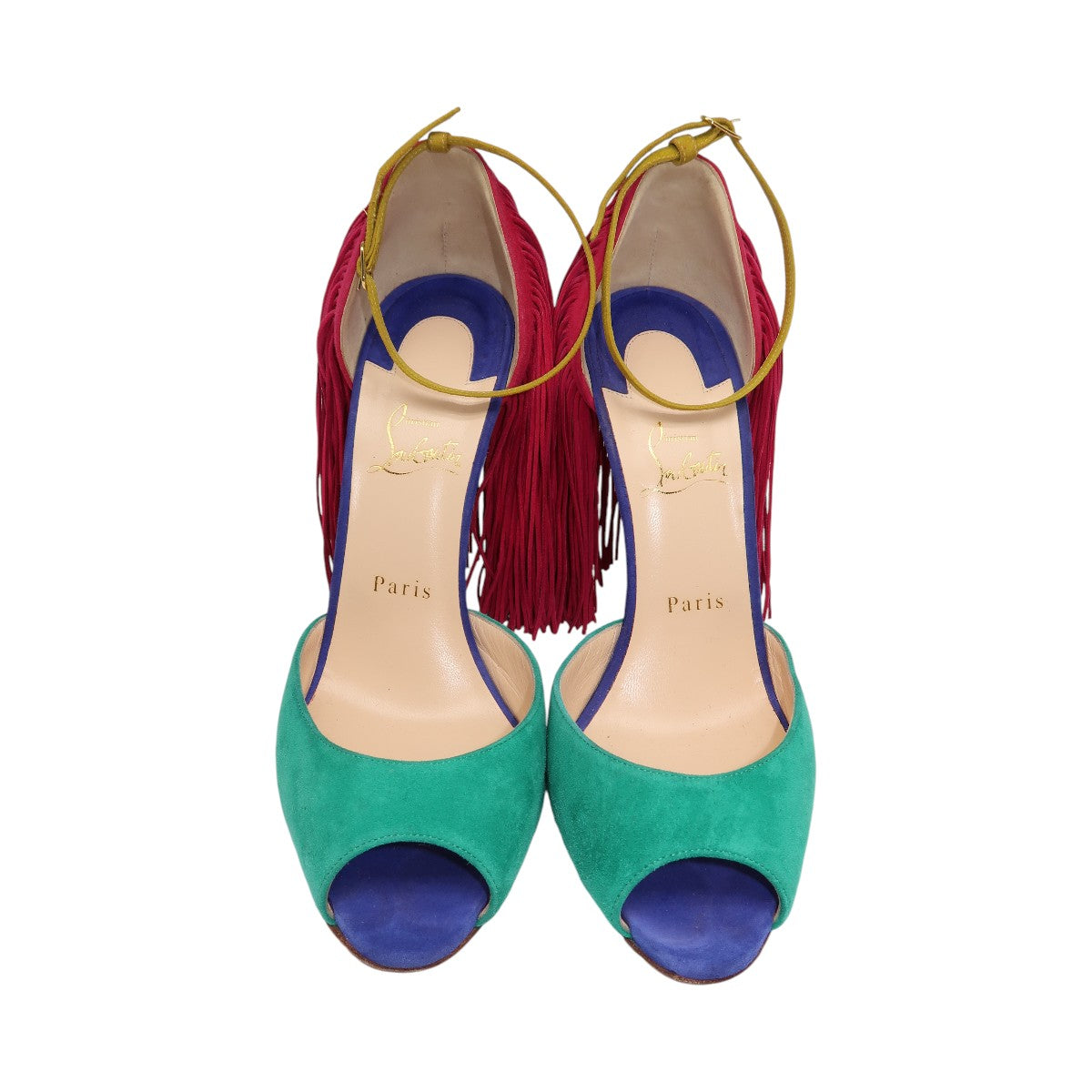 Christian Louboutin Multicolor Suede Fringe Otrot 120 Heeled Sandals
