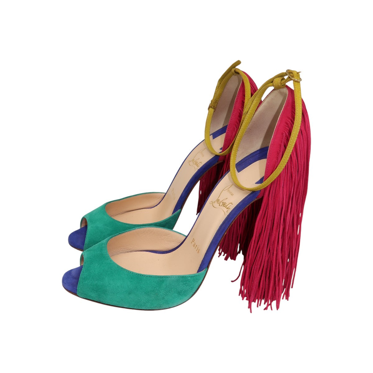 Christian Louboutin Multicolor Suede Fringe Otrot 120 Heeled Sandals