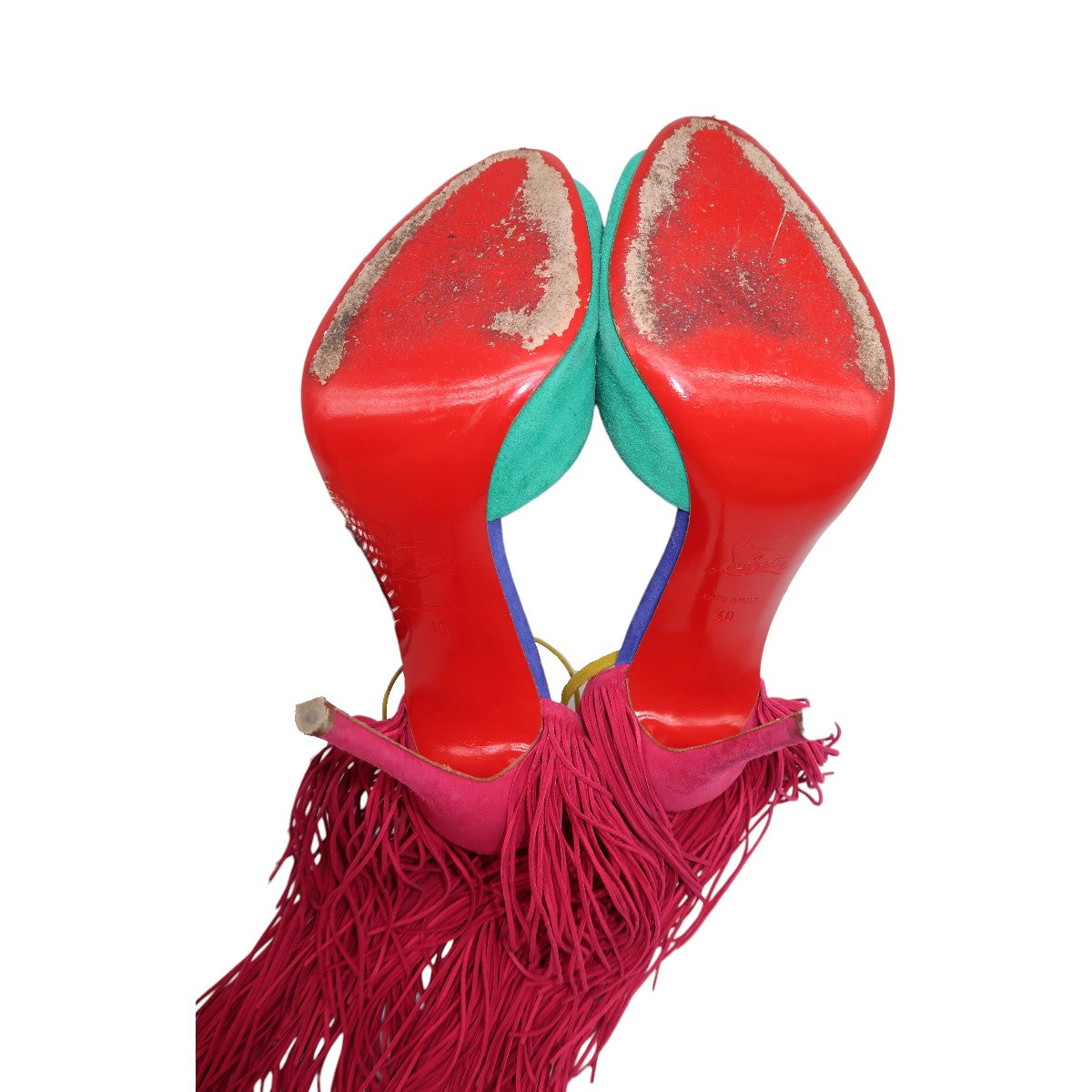Christian Louboutin Multicolor Suede Fringe Otrot 120 Heeled Sandals