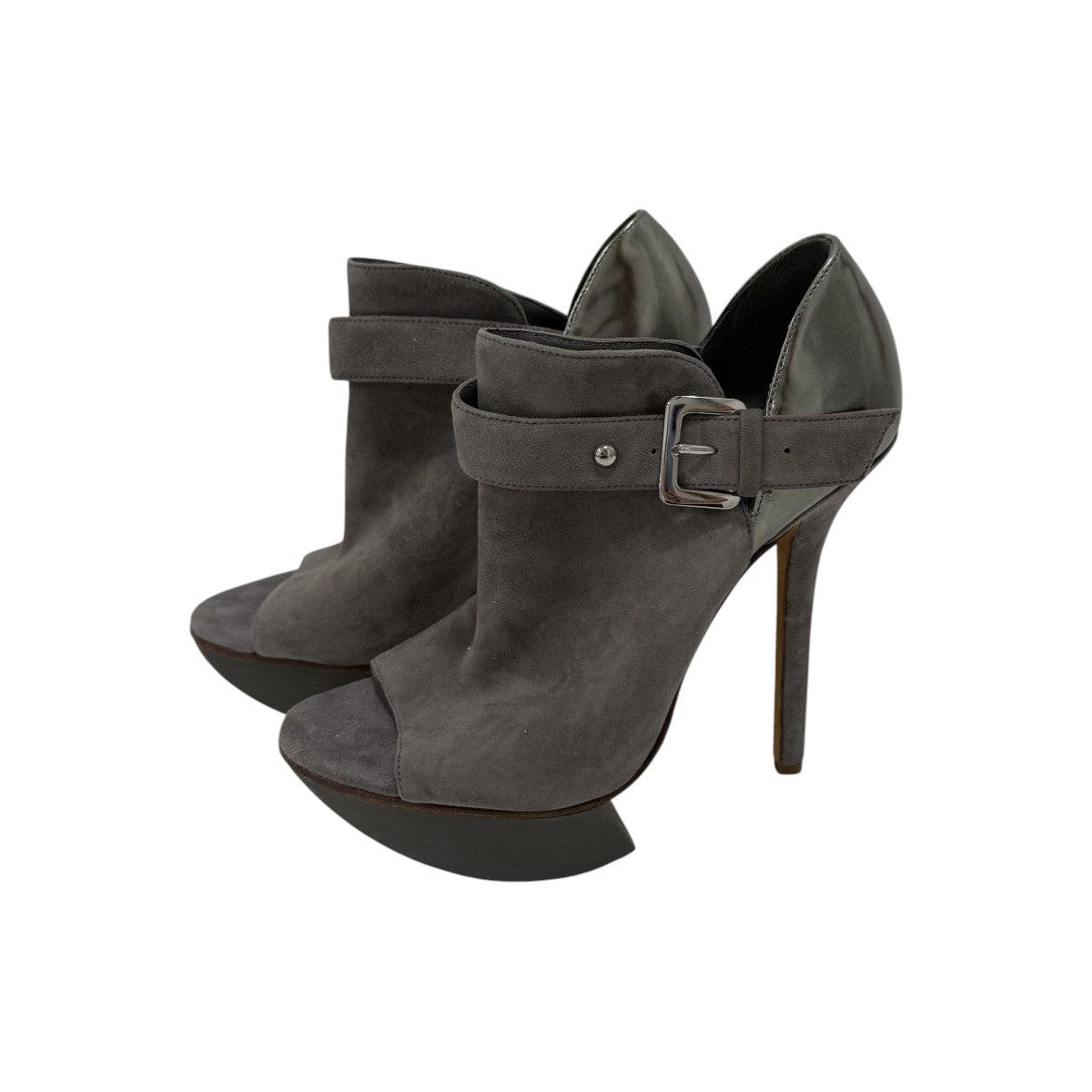 Camilla Skovgaard Stone Suede High Vamp Buckle Strap Platform Sandals