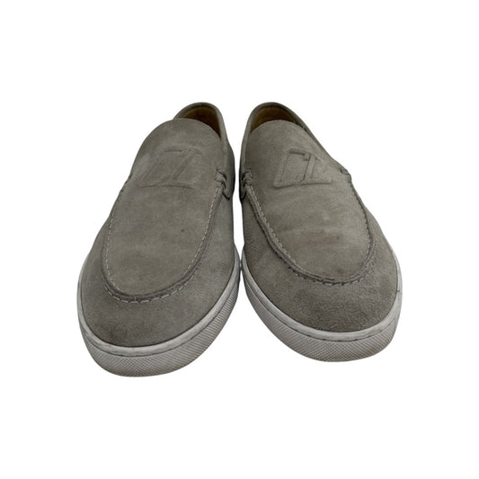 Christian Louboutin Gray Leather Suede Logo Embossed Versiboat Loafers