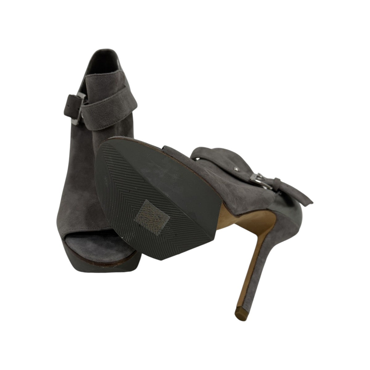 Camilla Skovgaard Stone Suede High Vamp Buckle Strap Platform Sandals