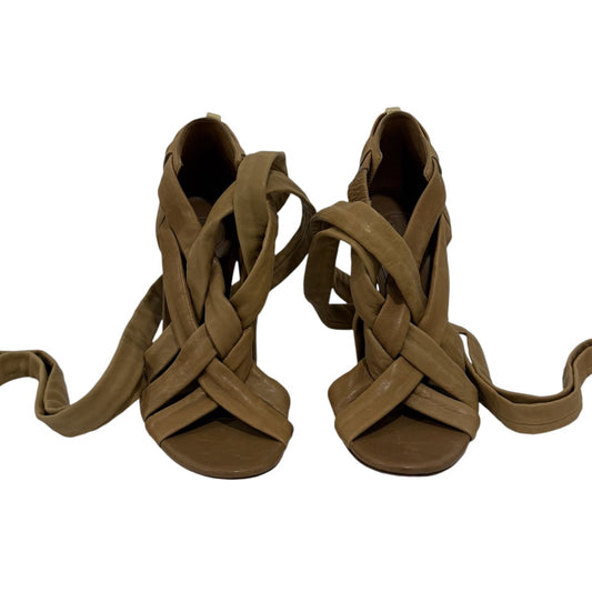 Tory Burch Tan Leather Lounge Baby Wrap Up Strappy Heel Sandals