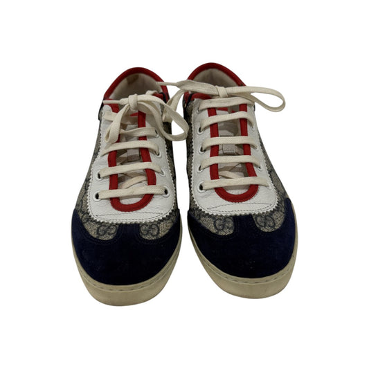 Gucci GG Supreme Multicolor Canvas Suede Barcelona Low-Top Sneakers