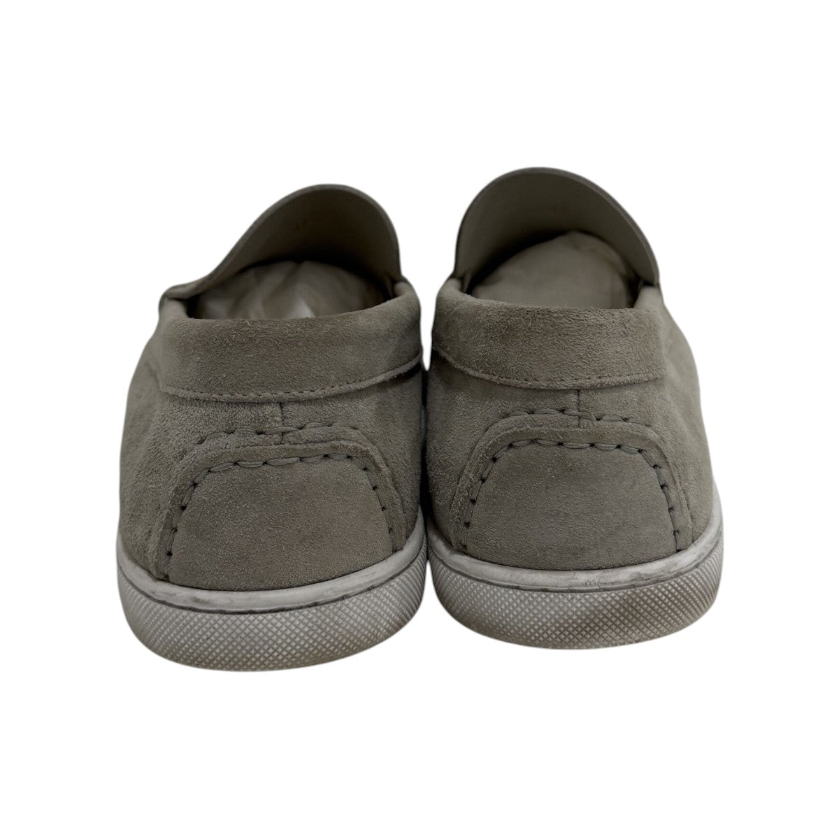 Christian Louboutin Gray Leather Suede Logo Embossed Versiboat Loafers