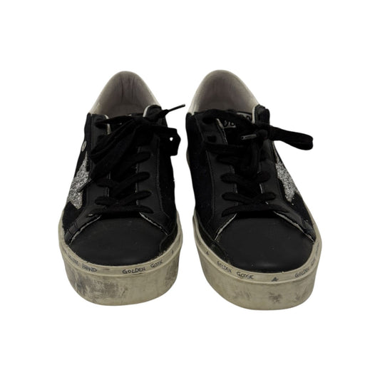 Golden Goose Black Leather Low-Top Lace-up Deluxe Hi Star Sneakers