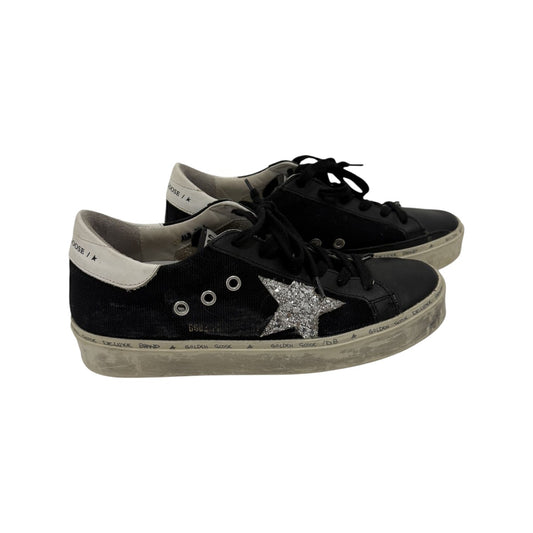 Golden Goose Black Leather Low-Top Lace-up Deluxe Hi Star Sneakers
