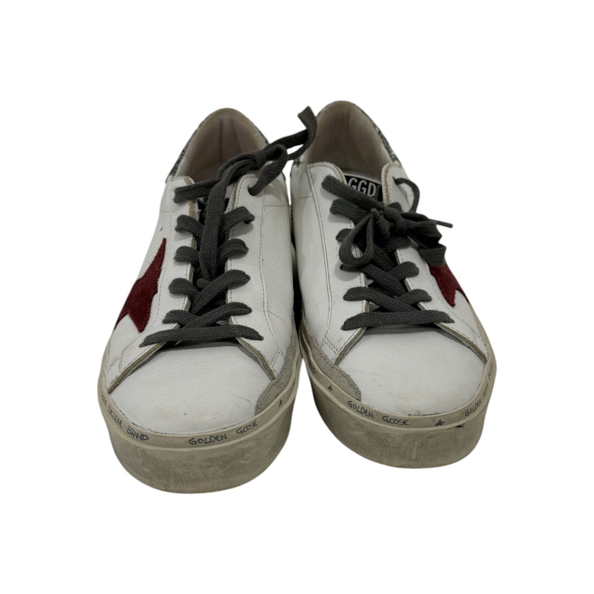 Golden Goose Limited Edition White Leather Glitter Tab Hi Star Sneakers
