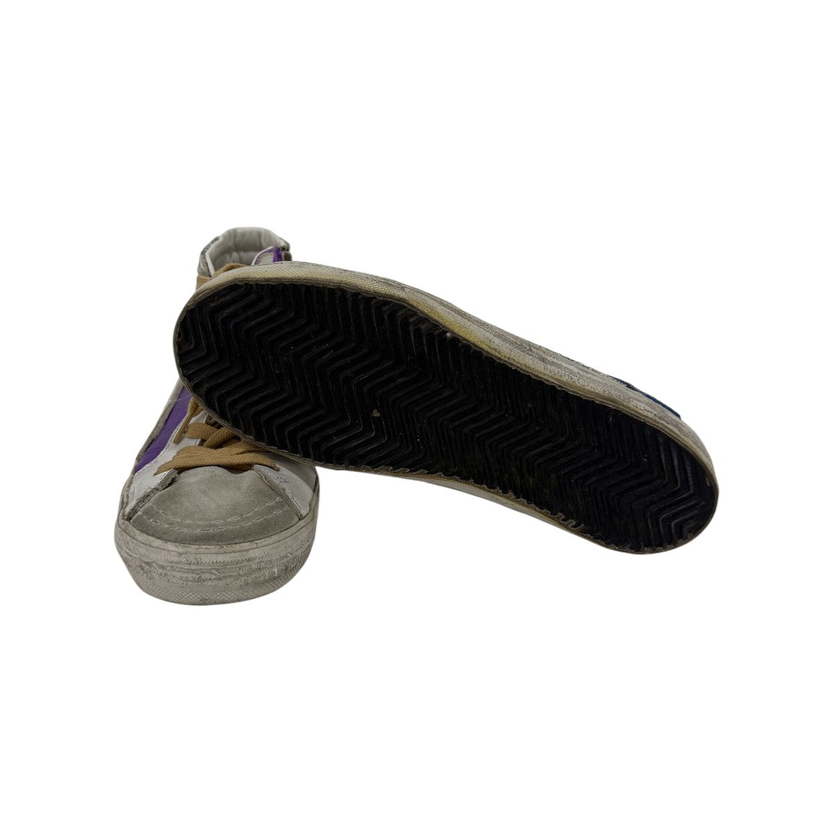 Golden Goose Retro Silver Glitter Metallic Purple High-Top Sneakers