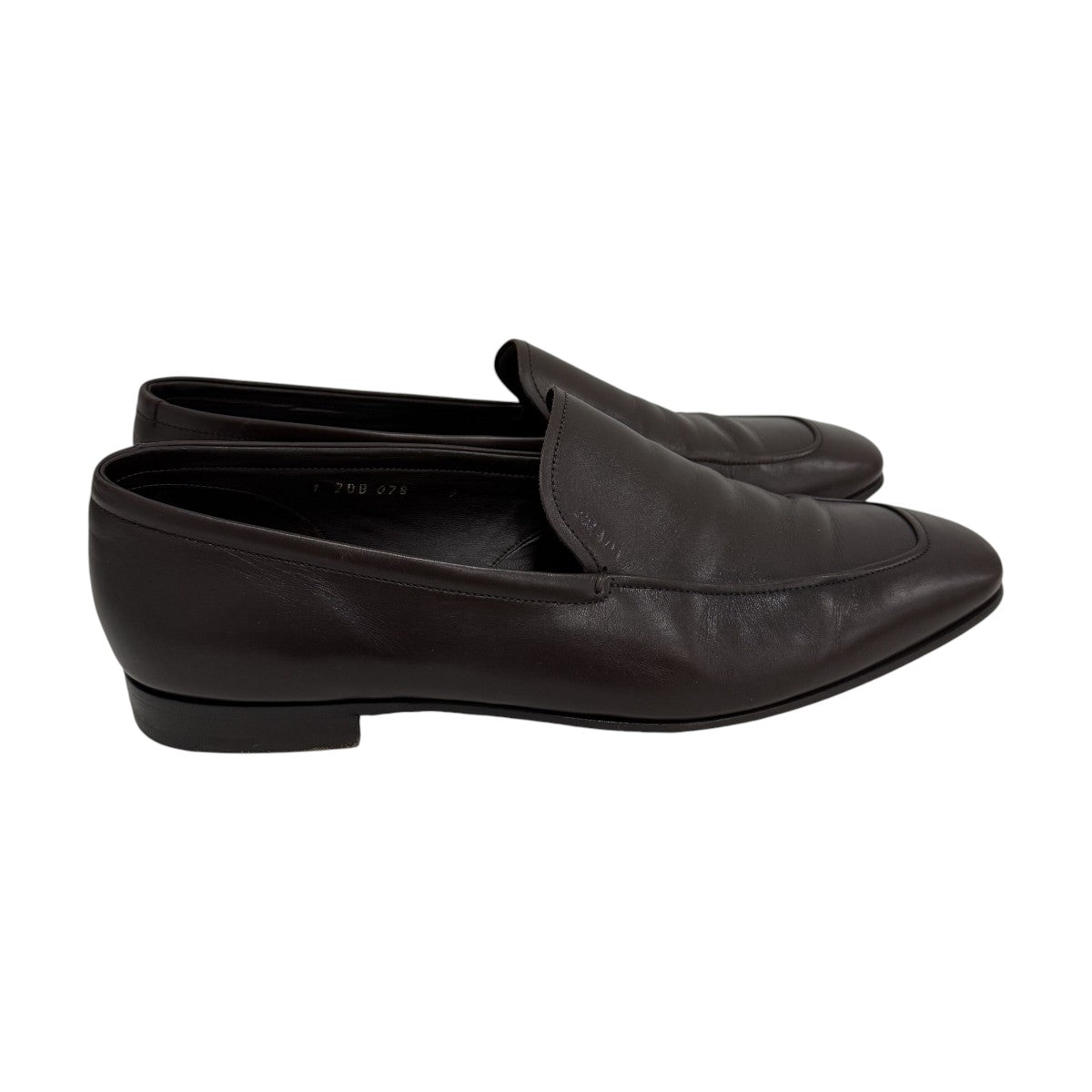 Prada Milano Brown Leather Square Toe Slip-on Loafers
