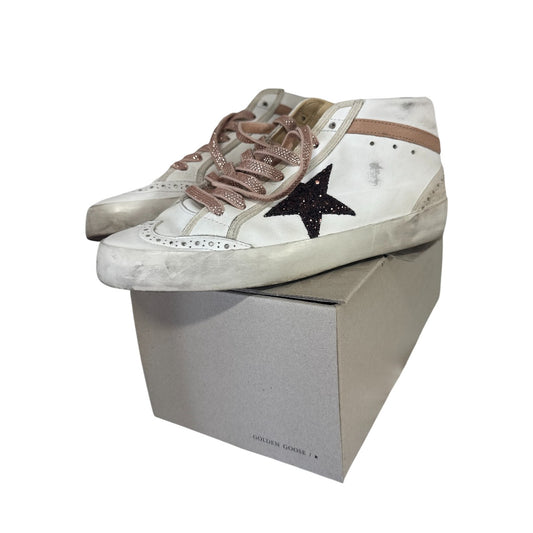Golden Goose White Nappa Leather Mid Star Classic Mid-Top Sneakers