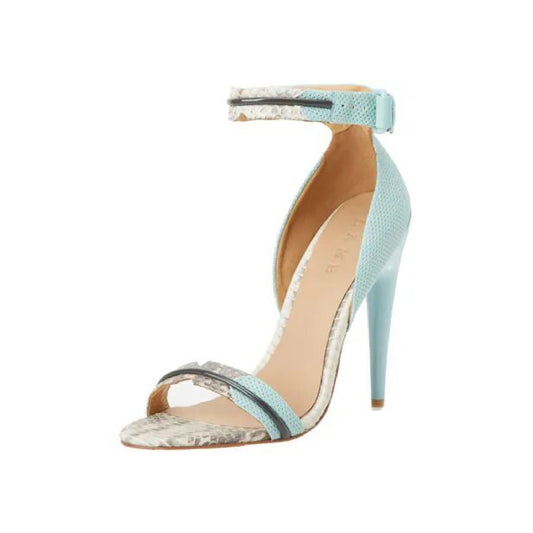 L.A.M.B. Sky Blue Leather Jazmyn Ankle Strap Open Toe Heeled Sandals