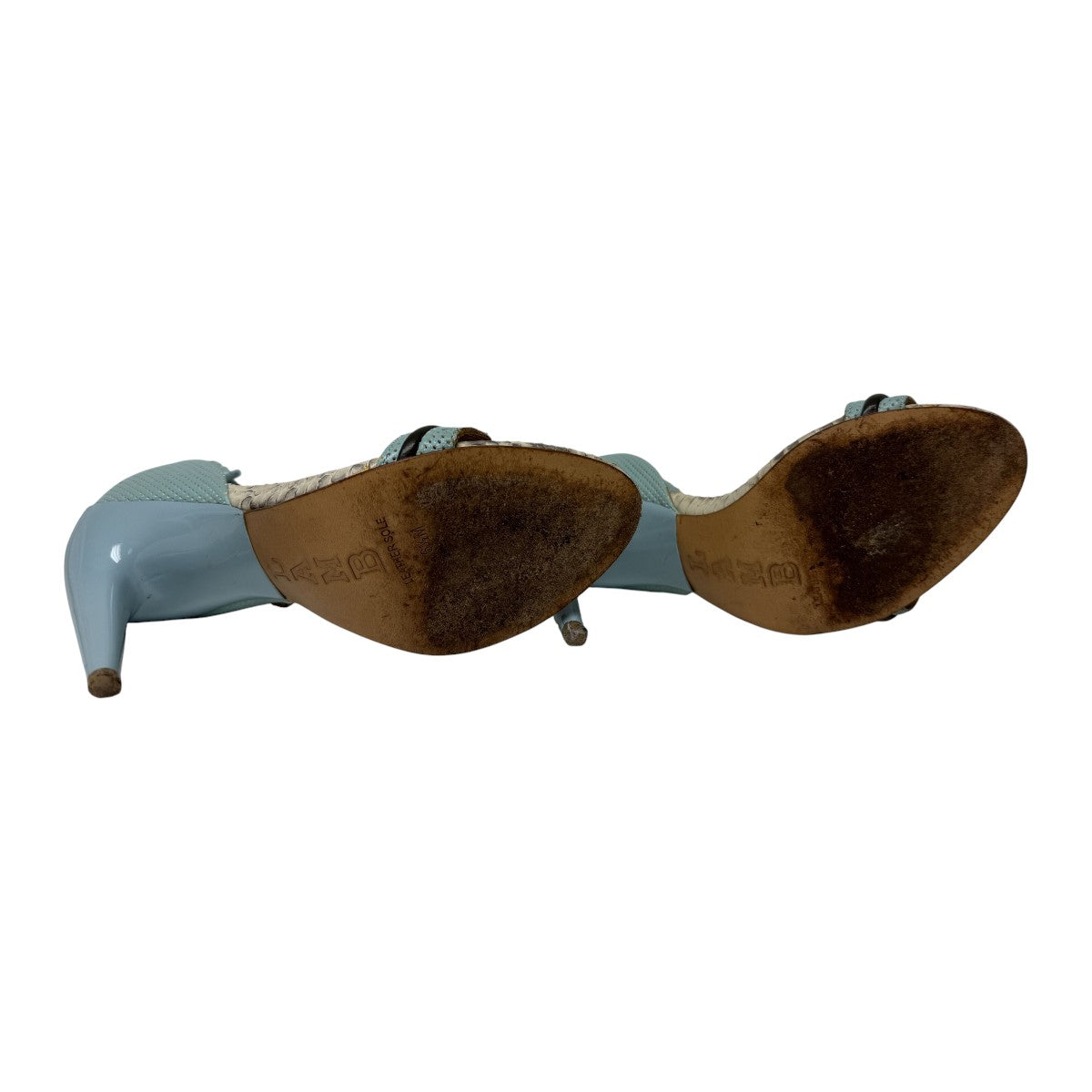 L.A.M.B. Sky Blue Leather Jazmyn Ankle Strap Open Toe Heeled Sandals