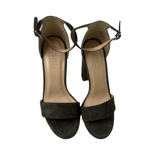Barney's New York Green Suede Ankle Strap Platform Block Heel Sandals