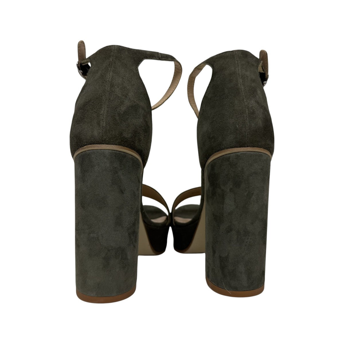 Barney's New York Green Suede Ankle Strap Platform Block Heel Sandals