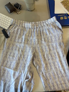 Joe's Vivian Silk Straight Pants White Violet Geometric Women's Size S