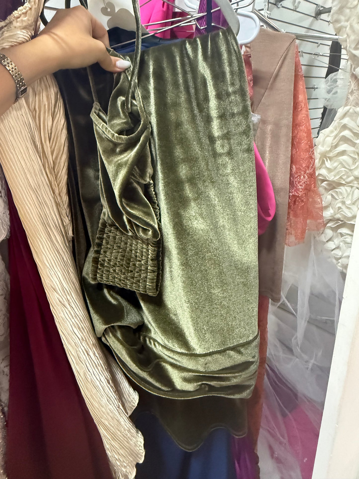 Ronny Kobo green velvet two piece set