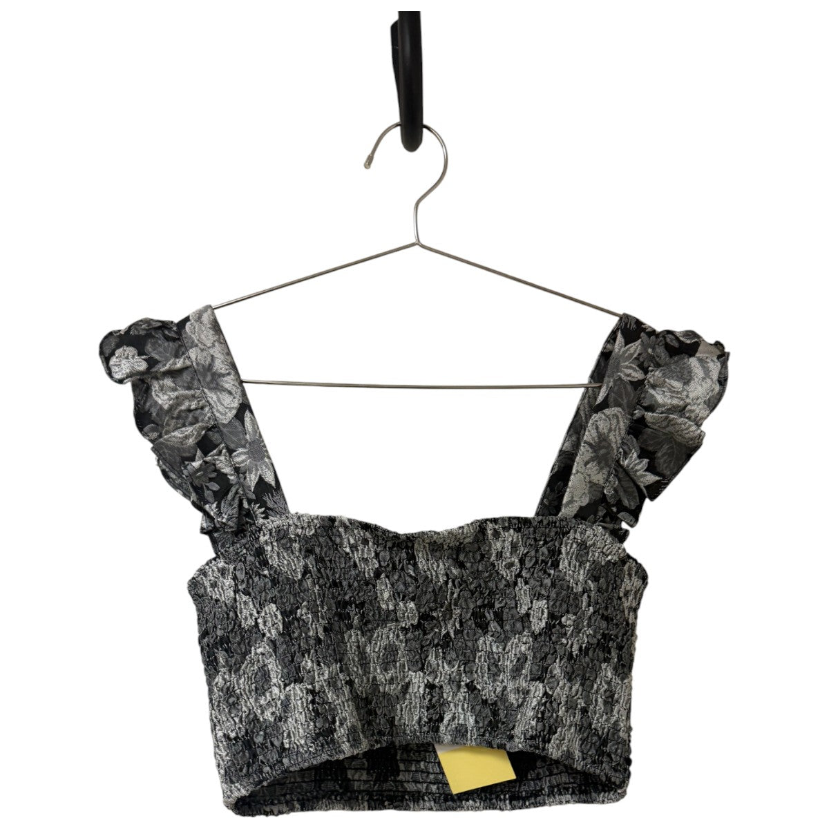 NWT Kourt Black Floral Tala Smocked Crop Top Mini Skirt Set Women's