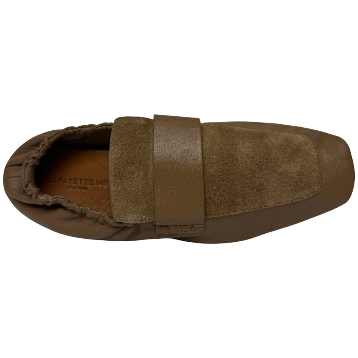 Lafayette 148 Khaki Nappa Leather Suede Square Toe Packable Loafers