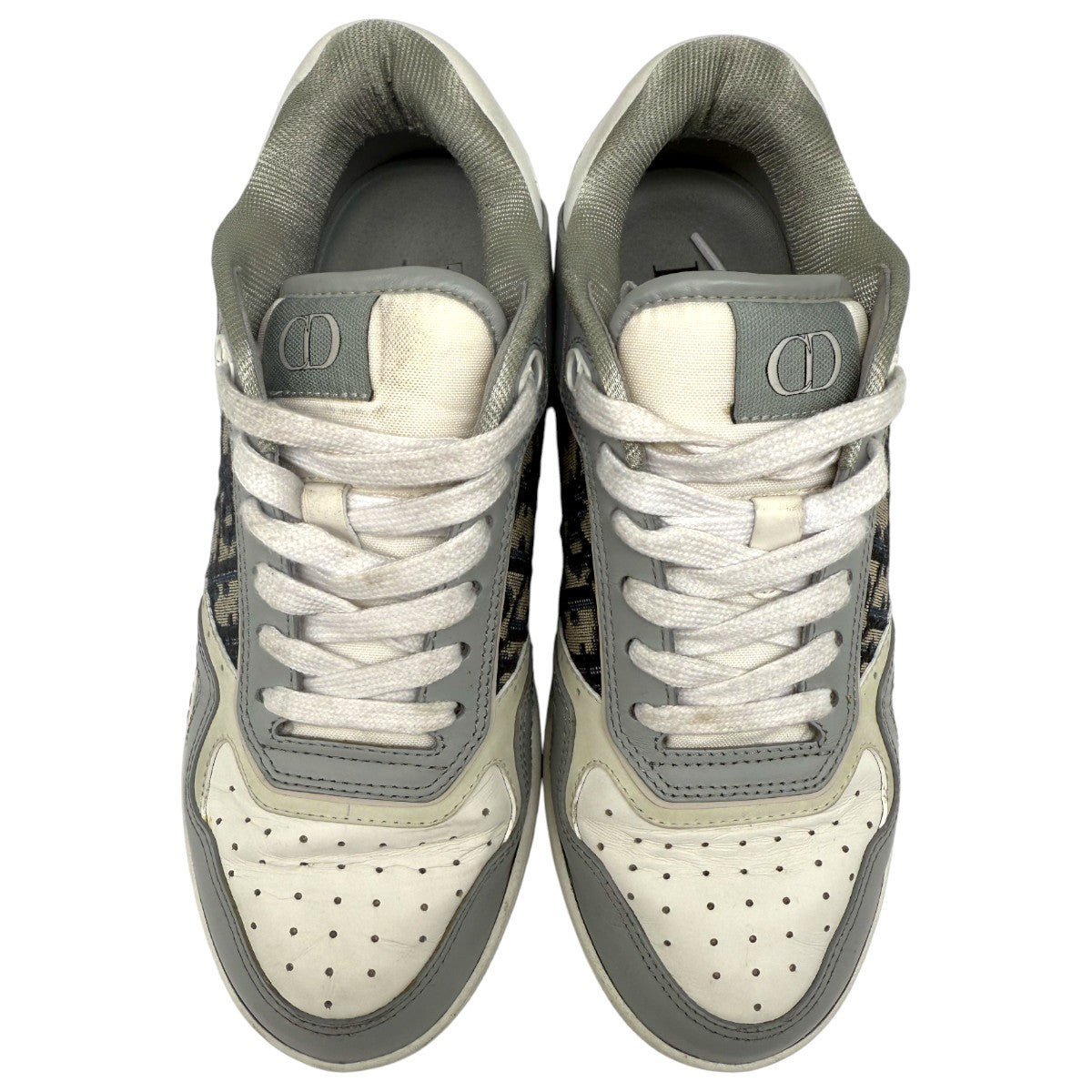 Christian Dior Gray Leather Oblique Jacquard Fabric Low Top B27 Sneaker